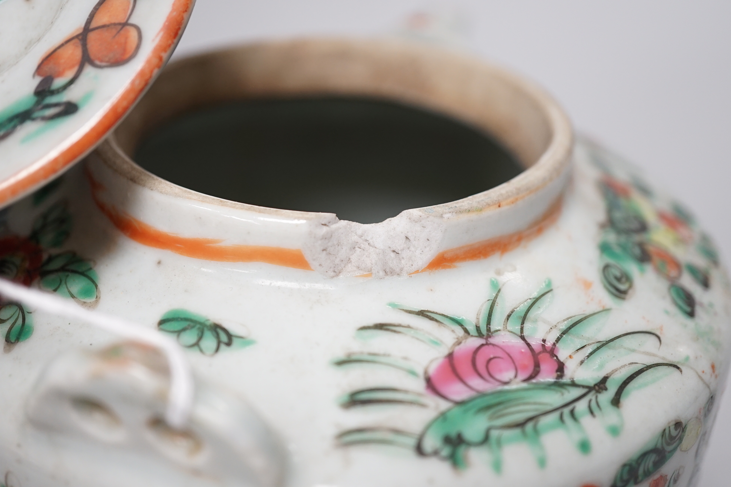 Assorted Chinese and Japanese ceramics including a Kutani jar and cover and a floral teapot, the largest 15cm high